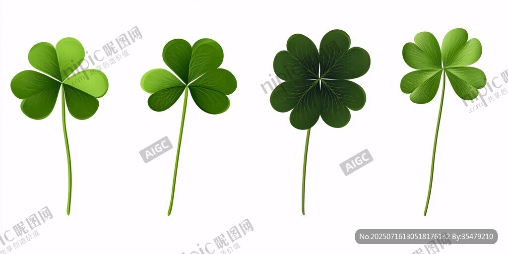 四片翠綠三葉草圖案