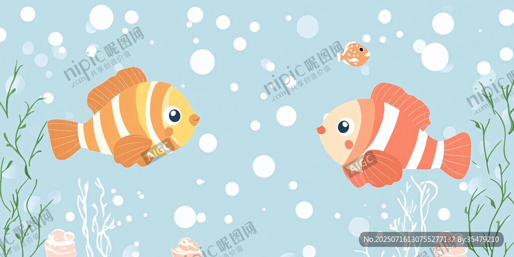 海底雙魚共游的夢幻場景