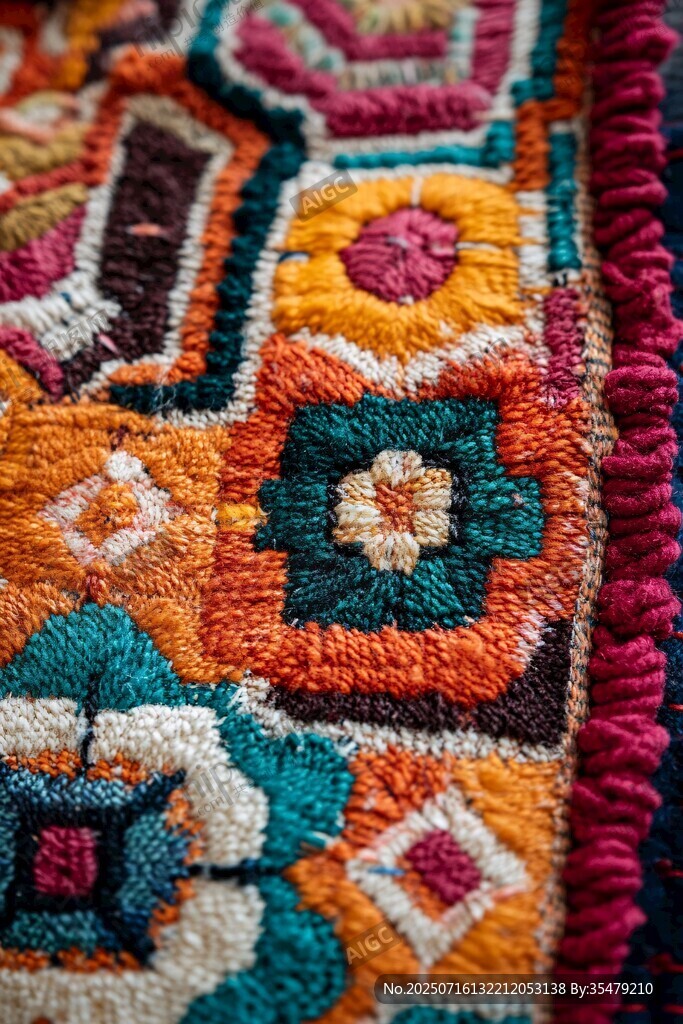 多彩民族風(fēng)刺繡織物圖案