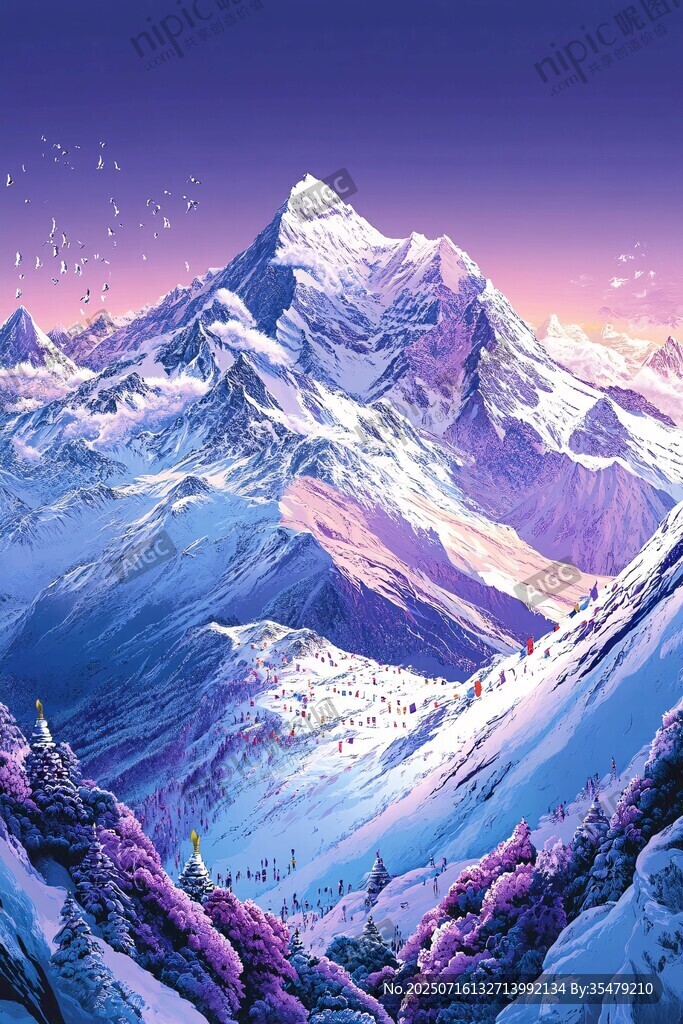 夢(mèng)幻紫雪山壯麗風(fēng)光