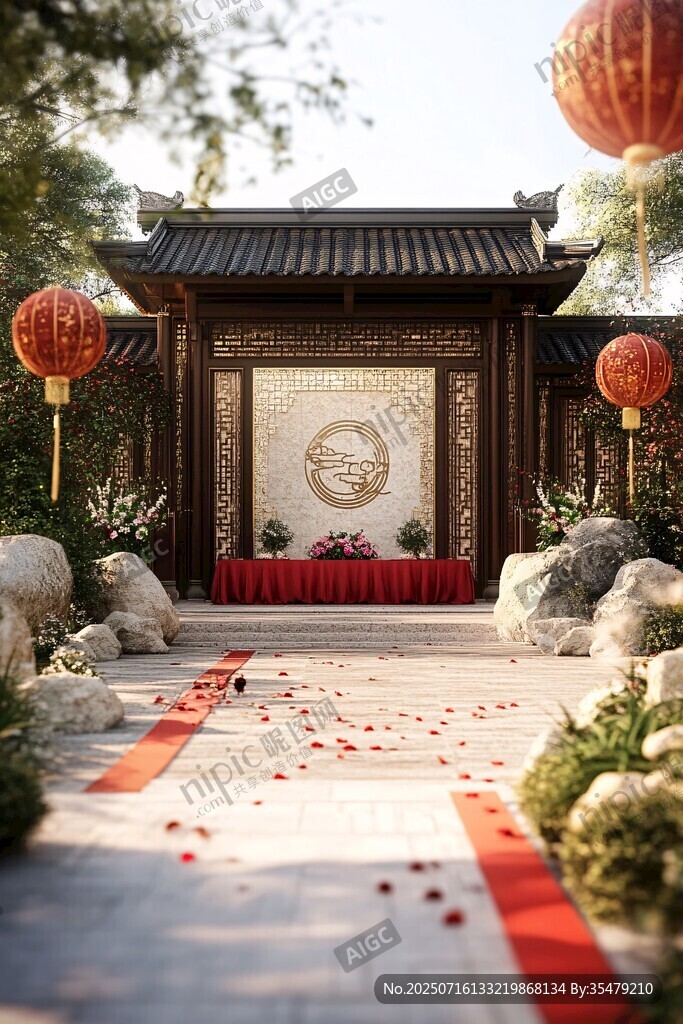 中式庭院婚禮浪漫場景