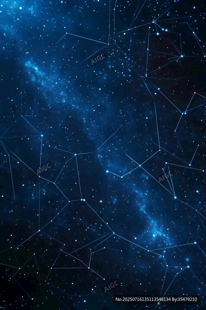 夢(mèng)幻星空星座連線背景圖