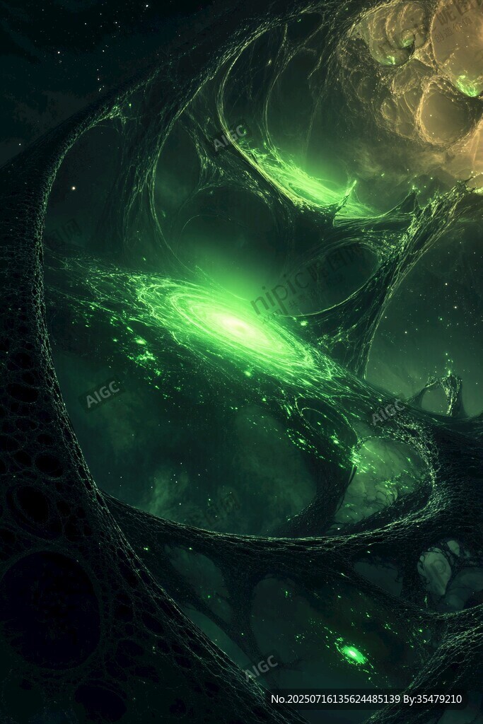 奇幻宇宙漩渦中的綠光景象