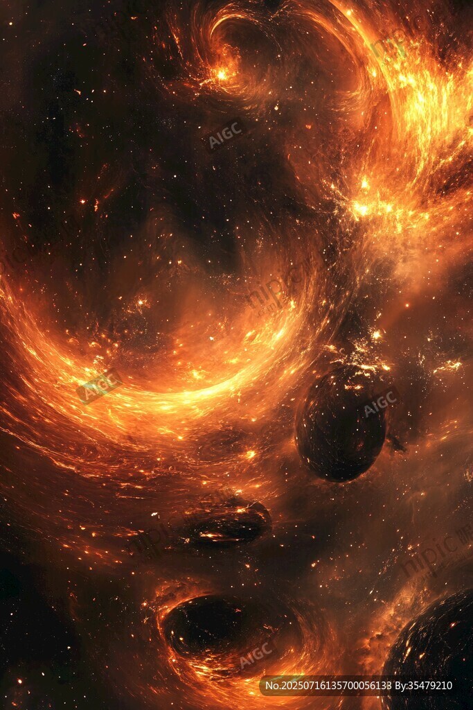 宇宙漩渦中的熾熱星球景象