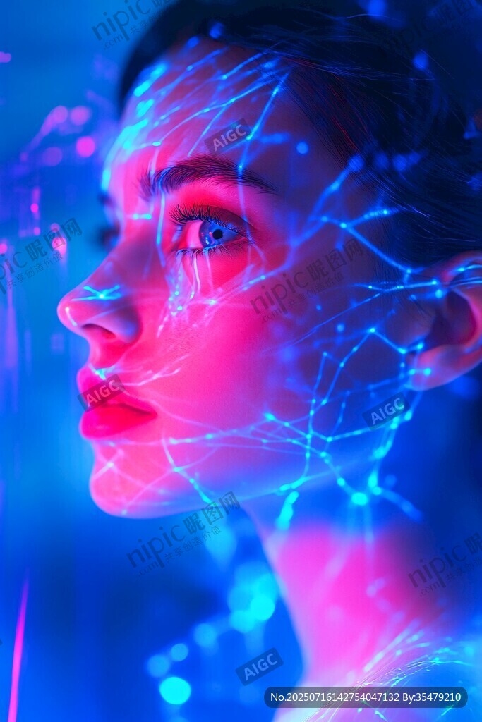 賽博風(fēng)科技感女性臉部特寫