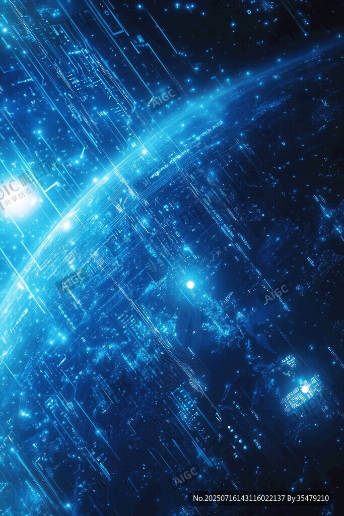 科技宇宙 藍色數(shù)字空間世界