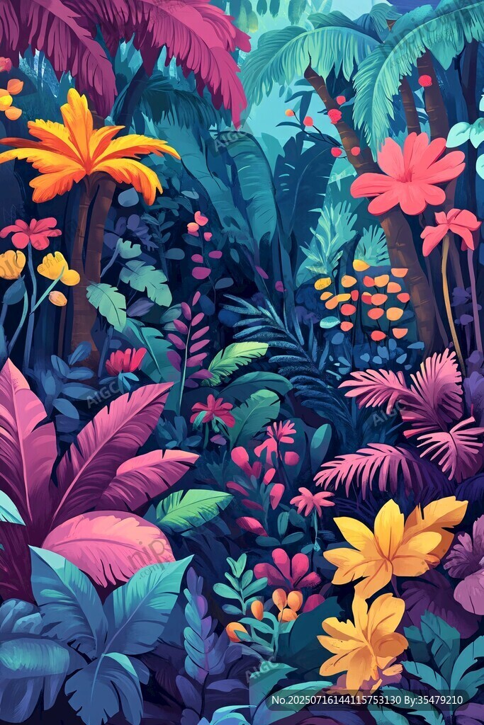熱帶夢幻多彩植物景觀