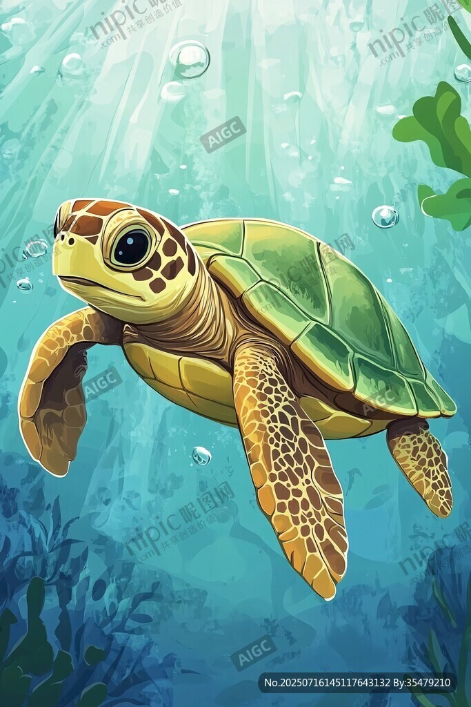 海龜悠游于海底世界
