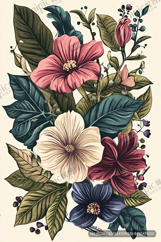繽紛花卉插畫 盡顯自然之美