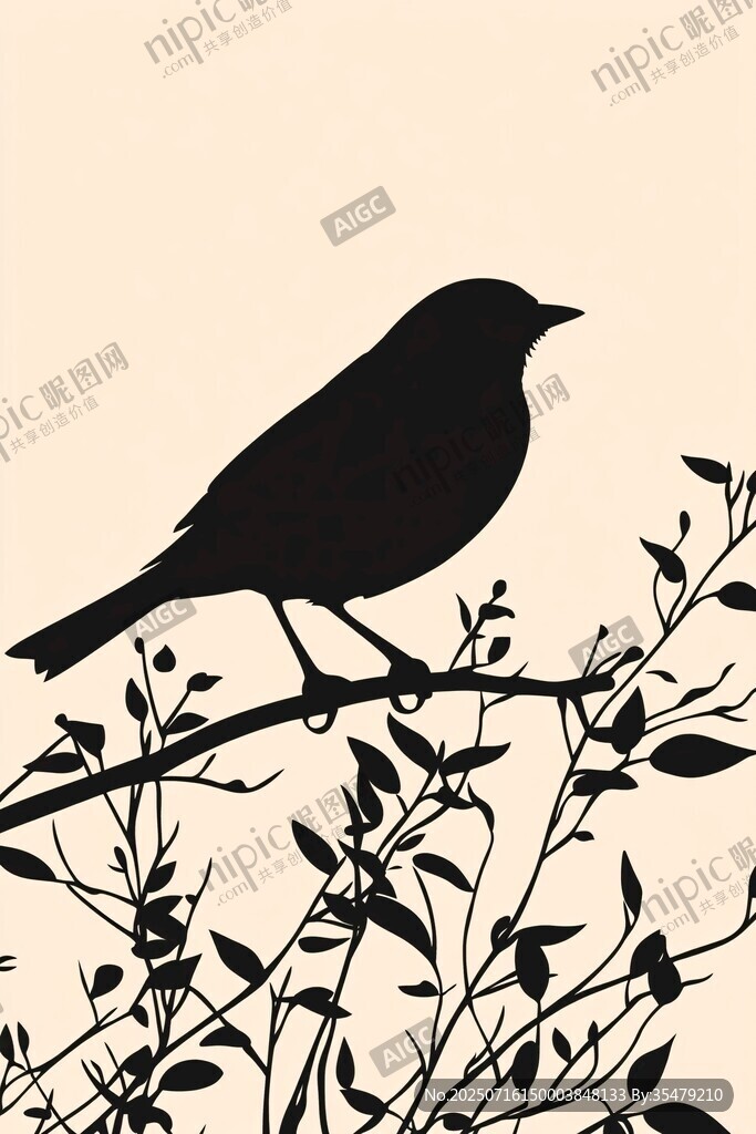 枝頭小鳥(niǎo)剪影