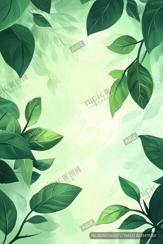 清新綠葉背景圖