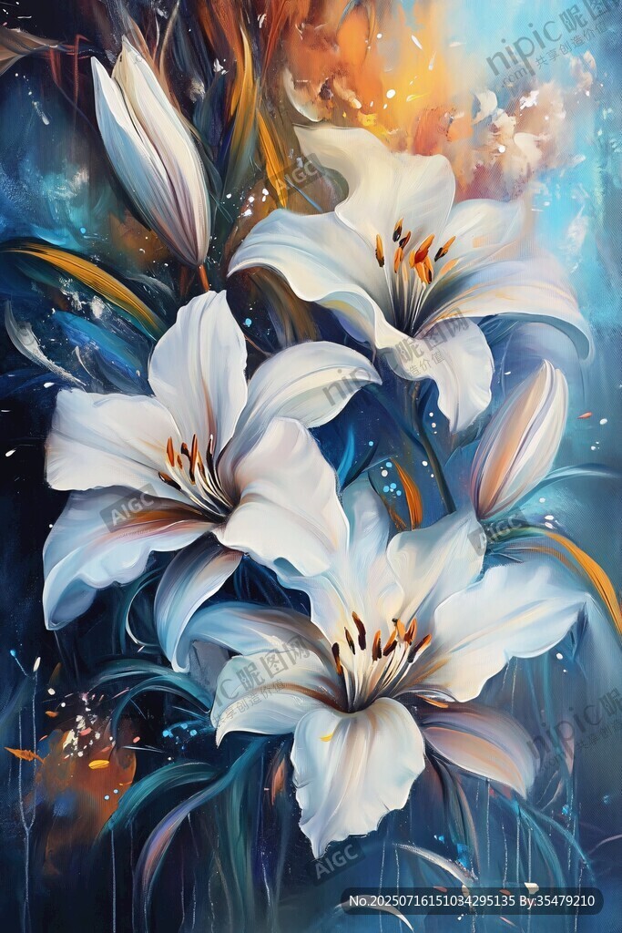 夢幻綻放的白色百合花