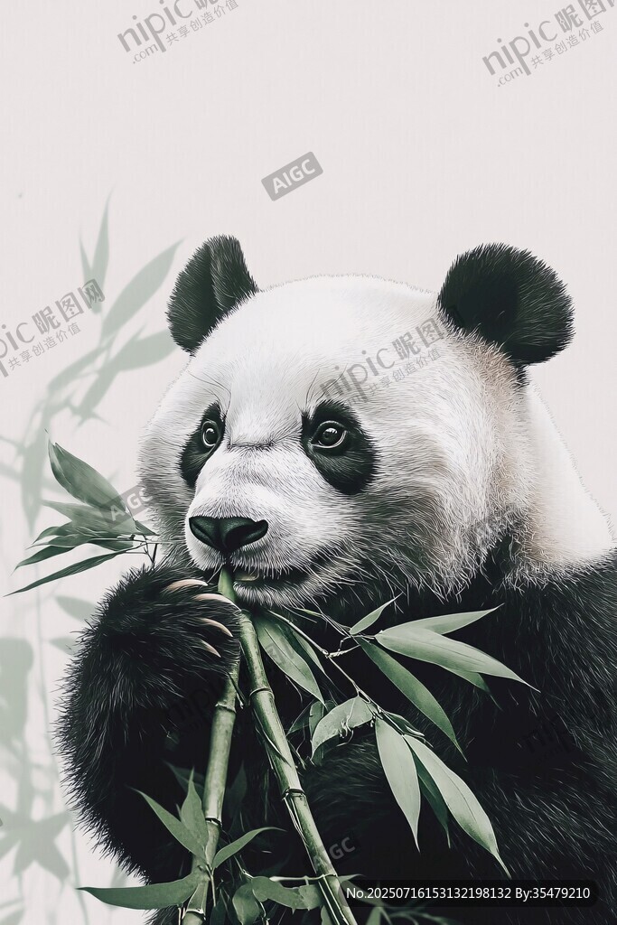 熊貓悠然享食翠綠鮮竹
