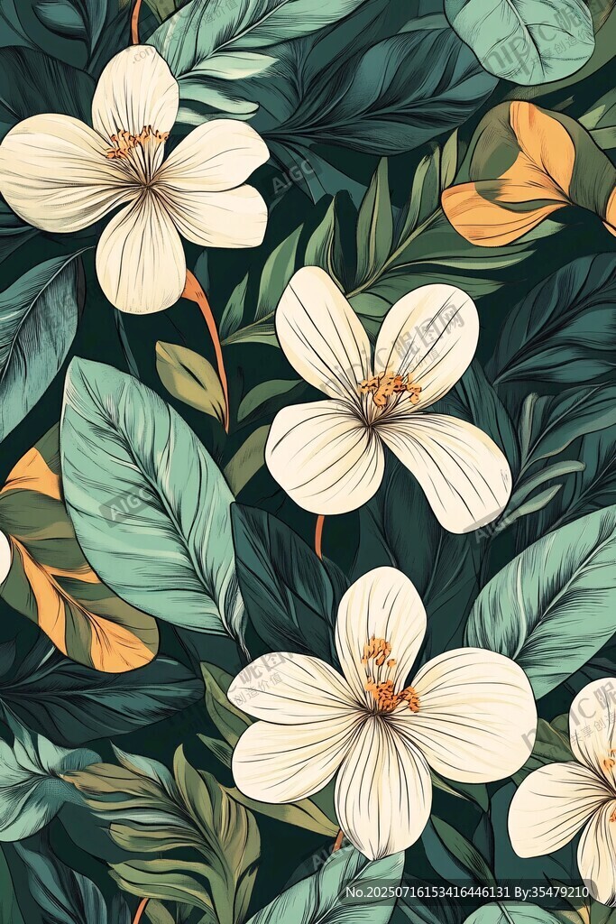 花卉綠葉圖案