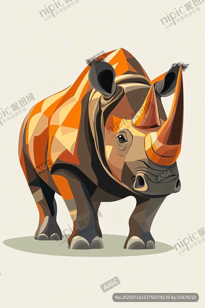 幾何風格犀牛插畫