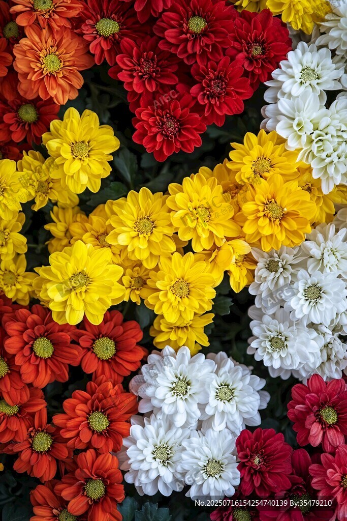 多彩菊花綻放