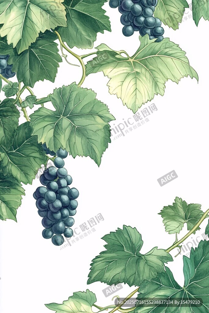 葡萄藤葉插畫