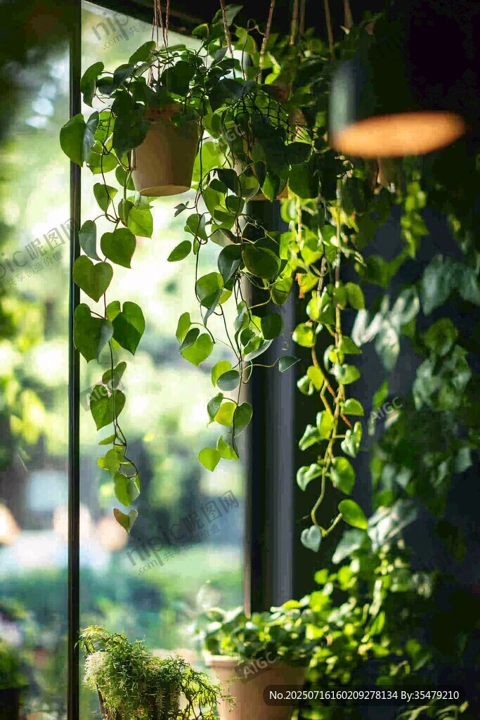 室內(nèi)懸掛綠植營造自然氛圍