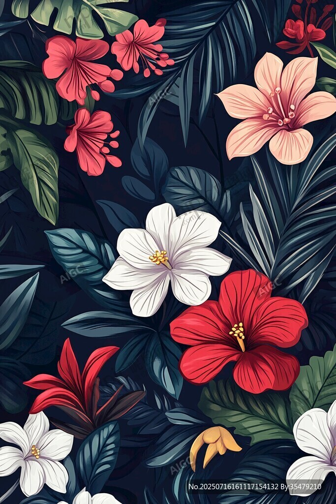 熱帶花卉圖案背景設(shè)計(jì)