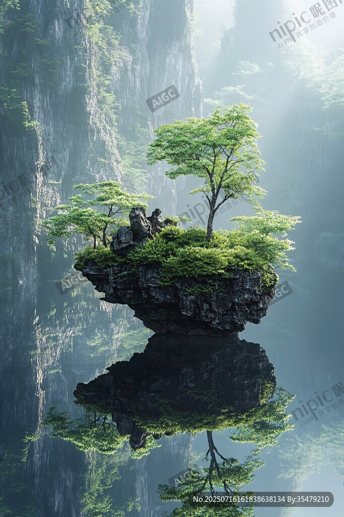 懸浮綠島 奇幻山水景致