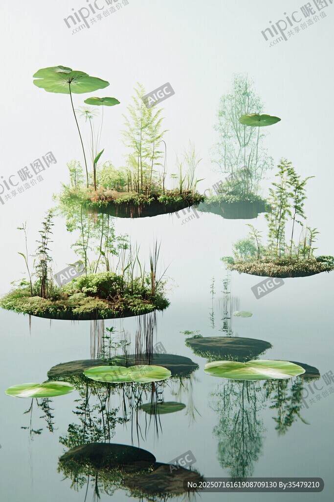 漂浮的水生植物奇幻景觀