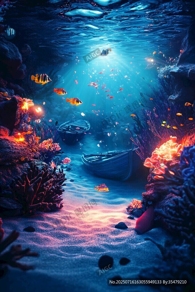 夢幻海底沉船奇幻景象