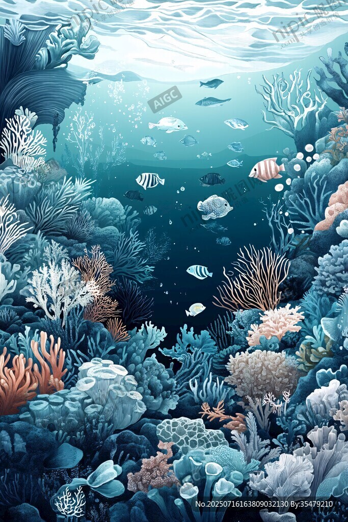 夢(mèng)幻海底珊瑚與魚(yú)群世界