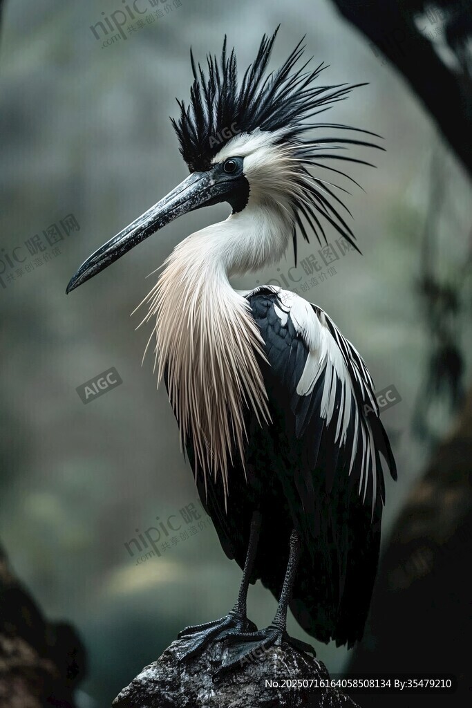 鷺鶴立石 羽冠獨(dú)特迷人