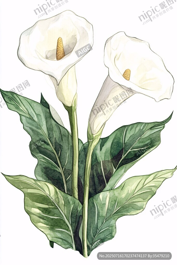 優(yōu)雅白色馬蹄蓮插畫(huà)