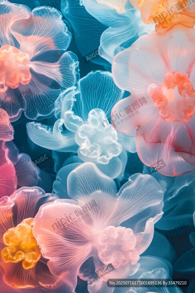 夢幻絢麗花朵微觀景象
