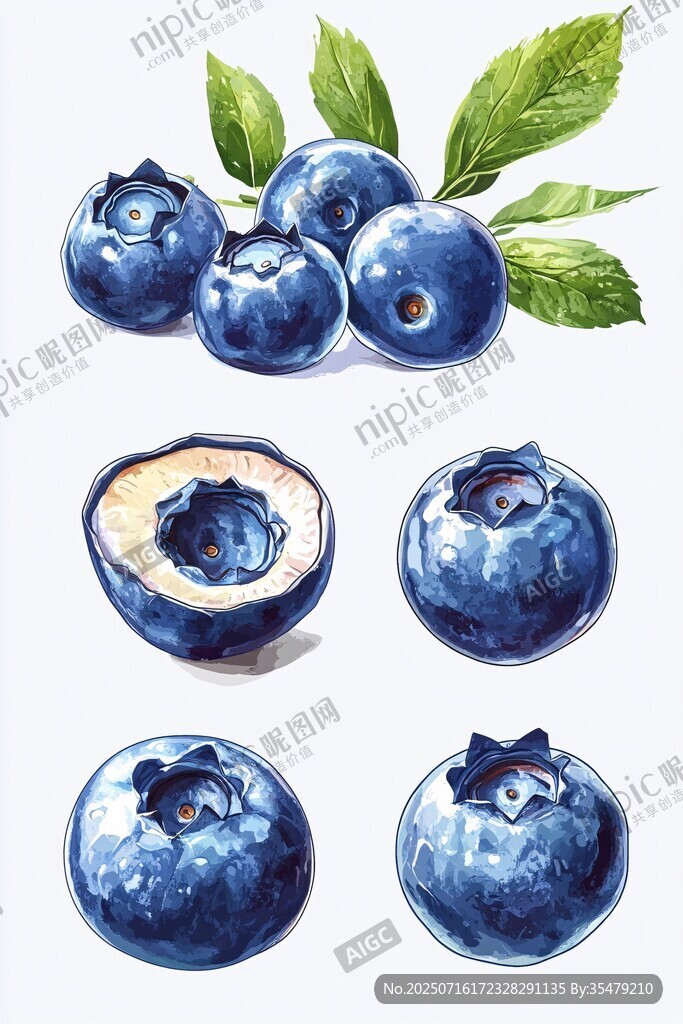 水彩風(fēng)藍(lán)莓插畫(huà)
