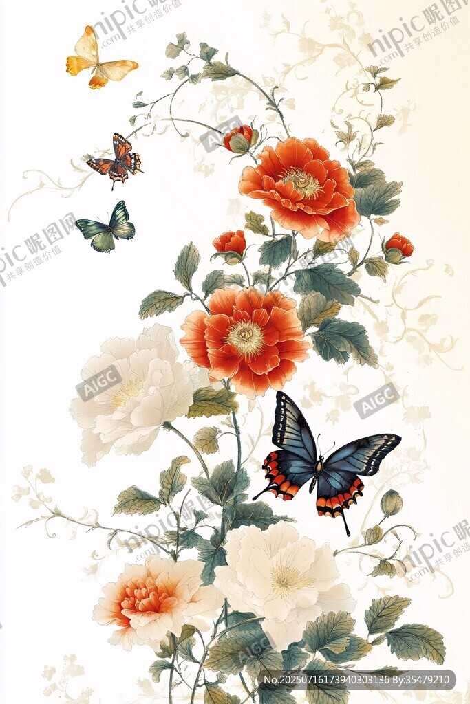 蝶舞繁花中式唯美圖景