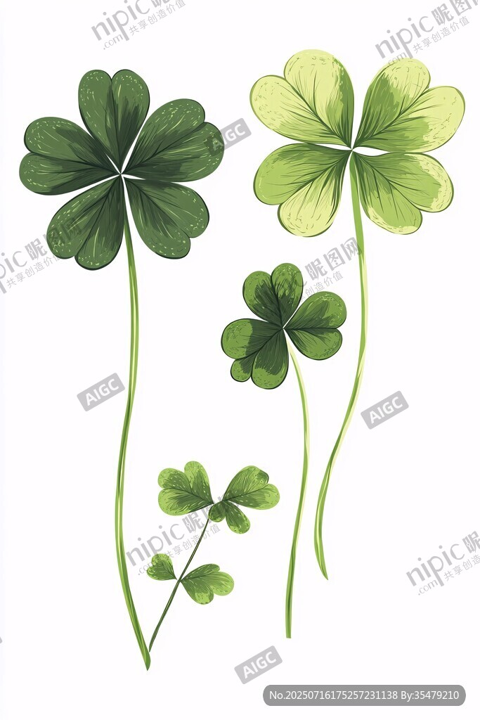 清新水彩風(fēng)四葉草插畫(huà)