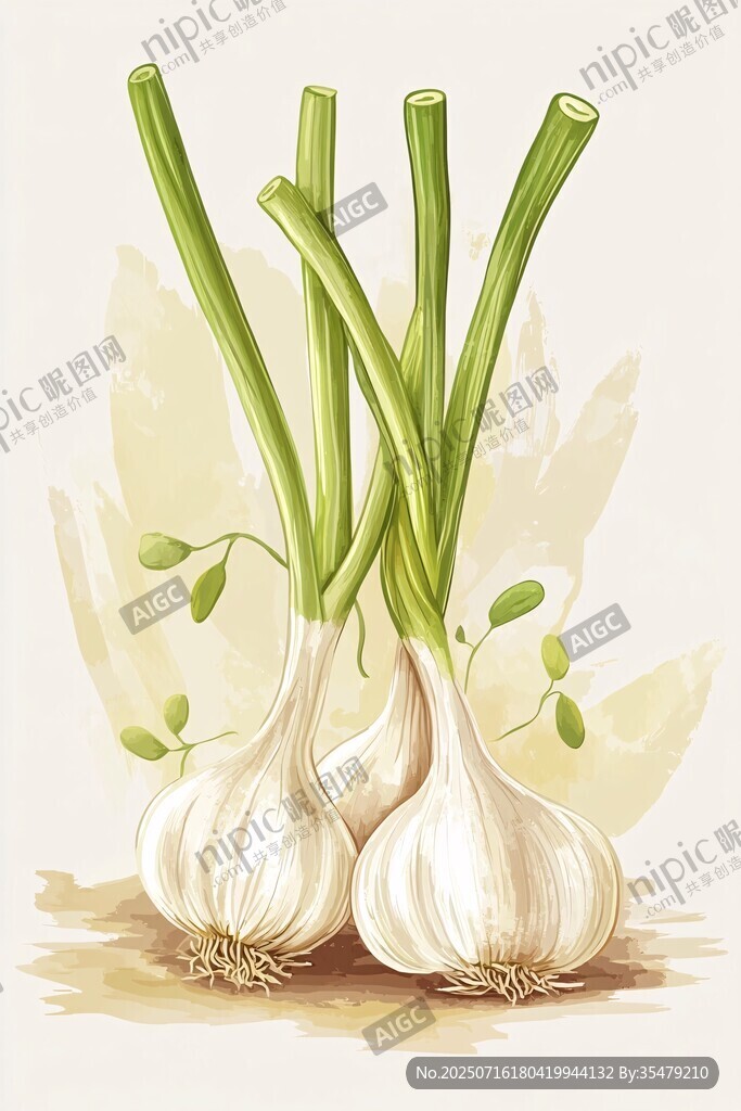 新鮮大蒜插畫