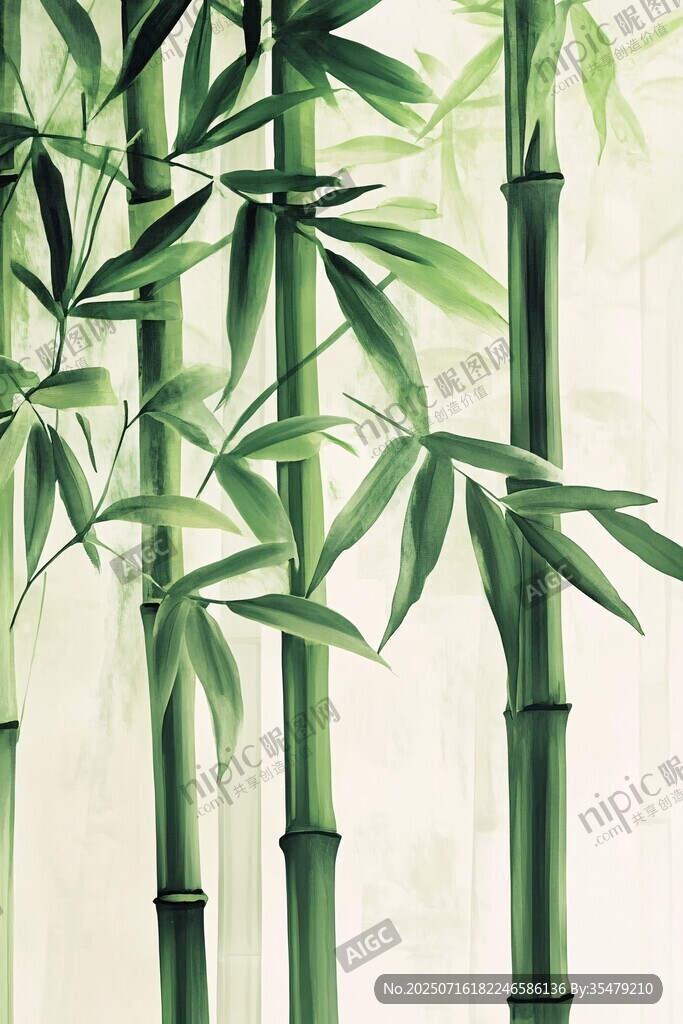 水墨風綠竹意境圖