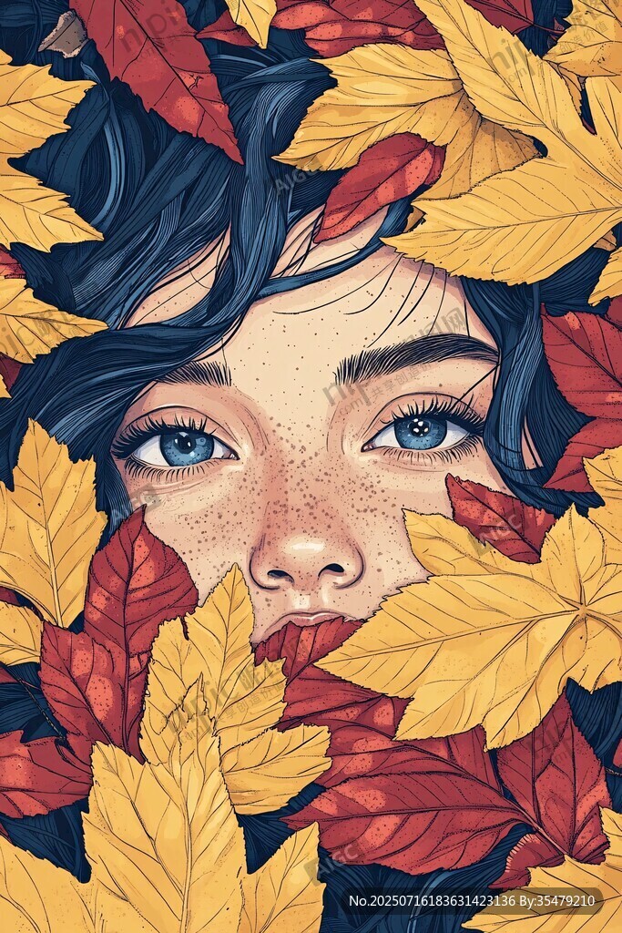 少女藏于秋葉間的夢幻