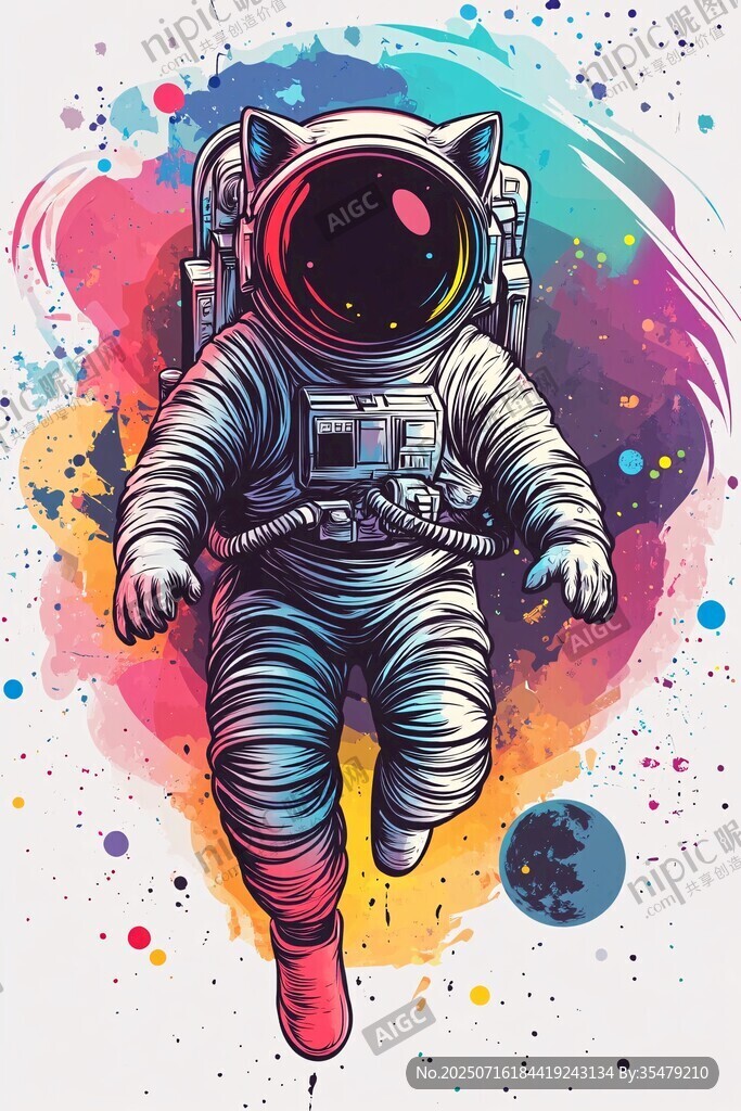 太空貓咪宇航員奇幻插畫