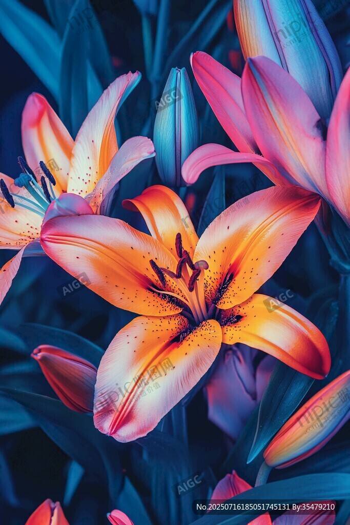 夢(mèng)幻多彩百合花綻放