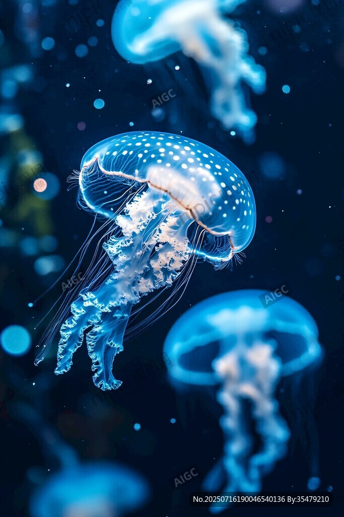 夢幻水母在水中優(yōu)雅游動