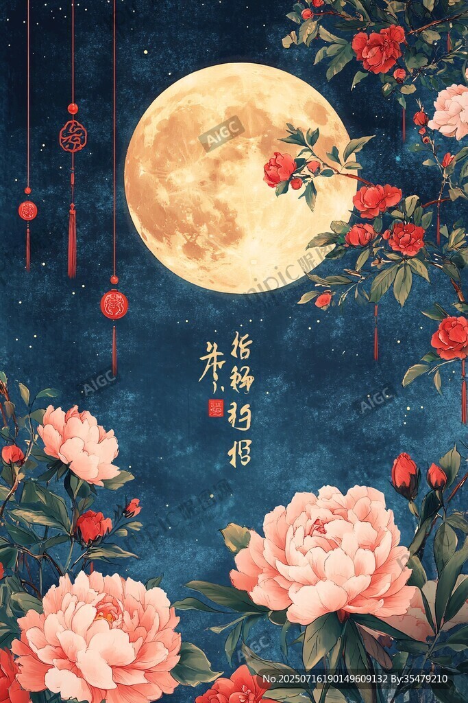 月夜牡丹圖