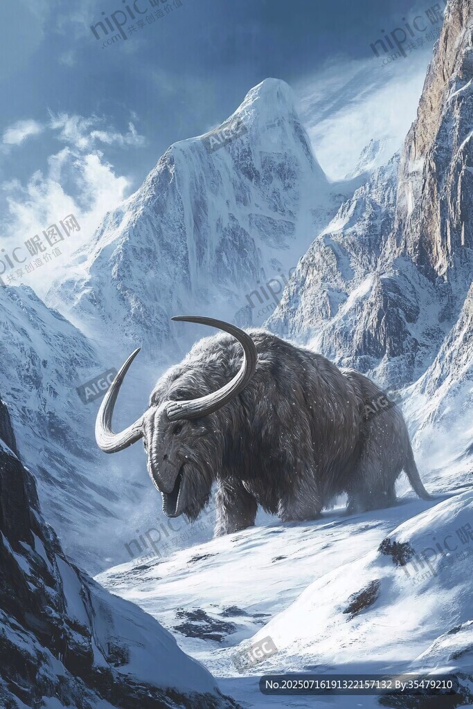 雪山中的遠(yuǎn)古長毛巨獸