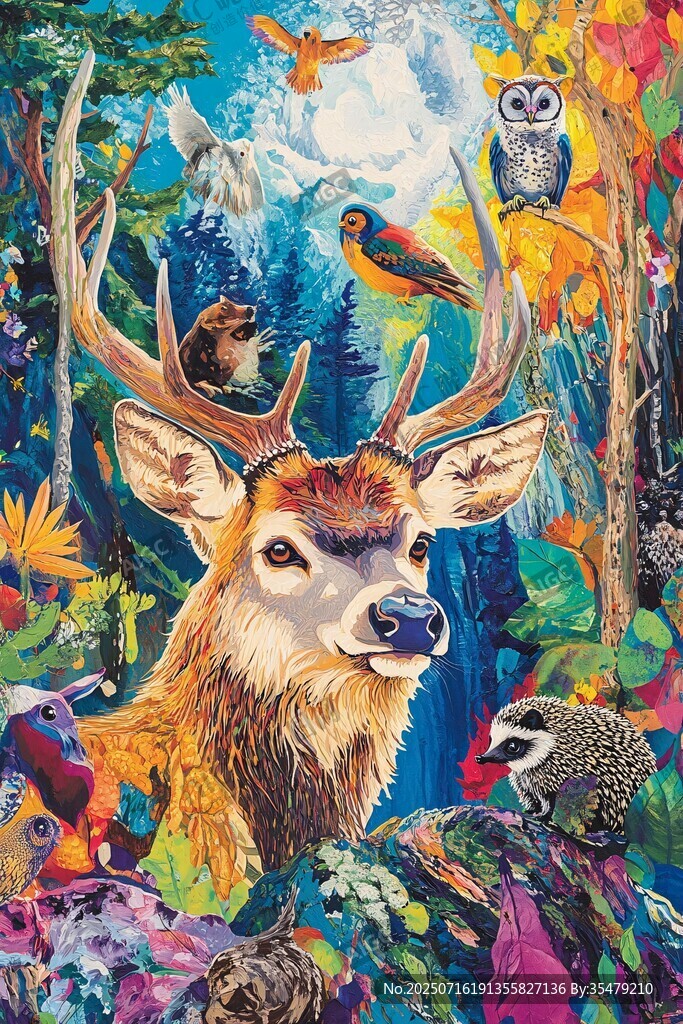森林中的動物奇幻聚會