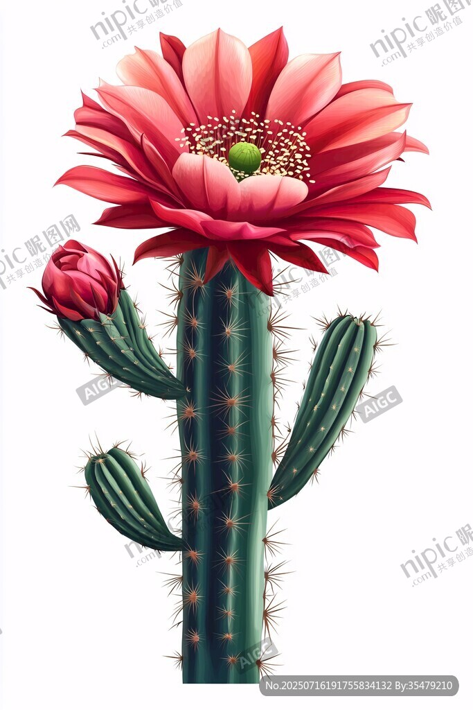 綻放的艷麗仙人掌花朵