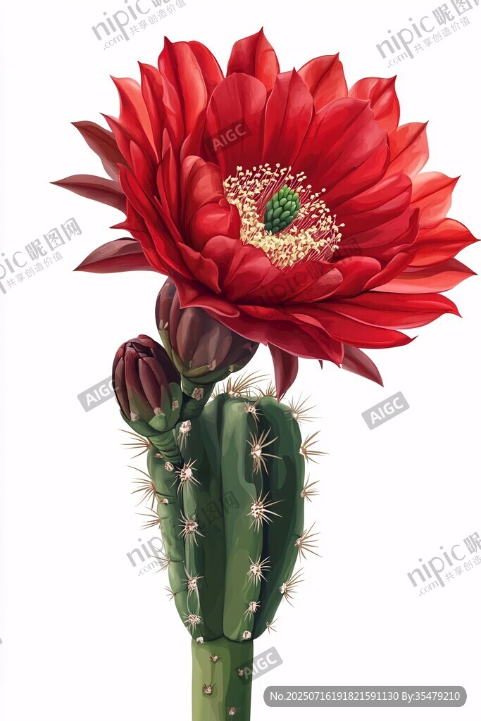 艷麗仙人掌花綻放