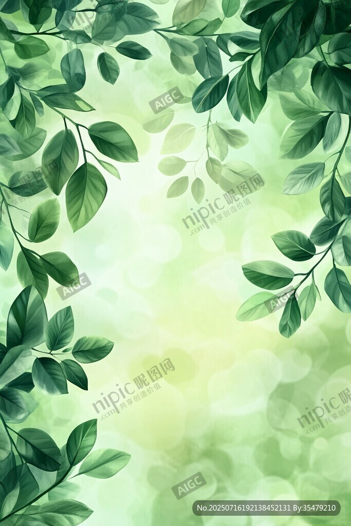 清新綠葉背景圖