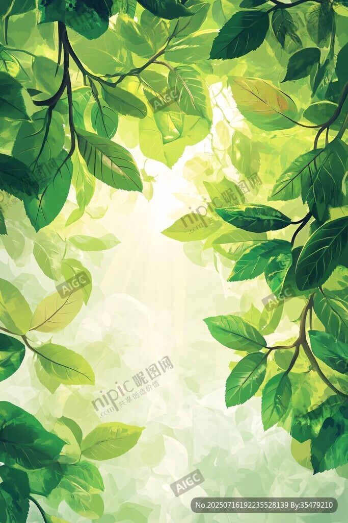 清新綠葉背景圖