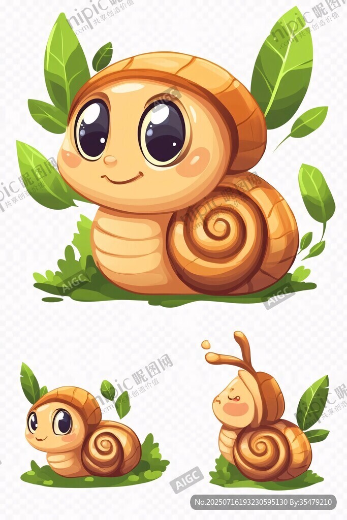 可愛卡通蝸牛插畫