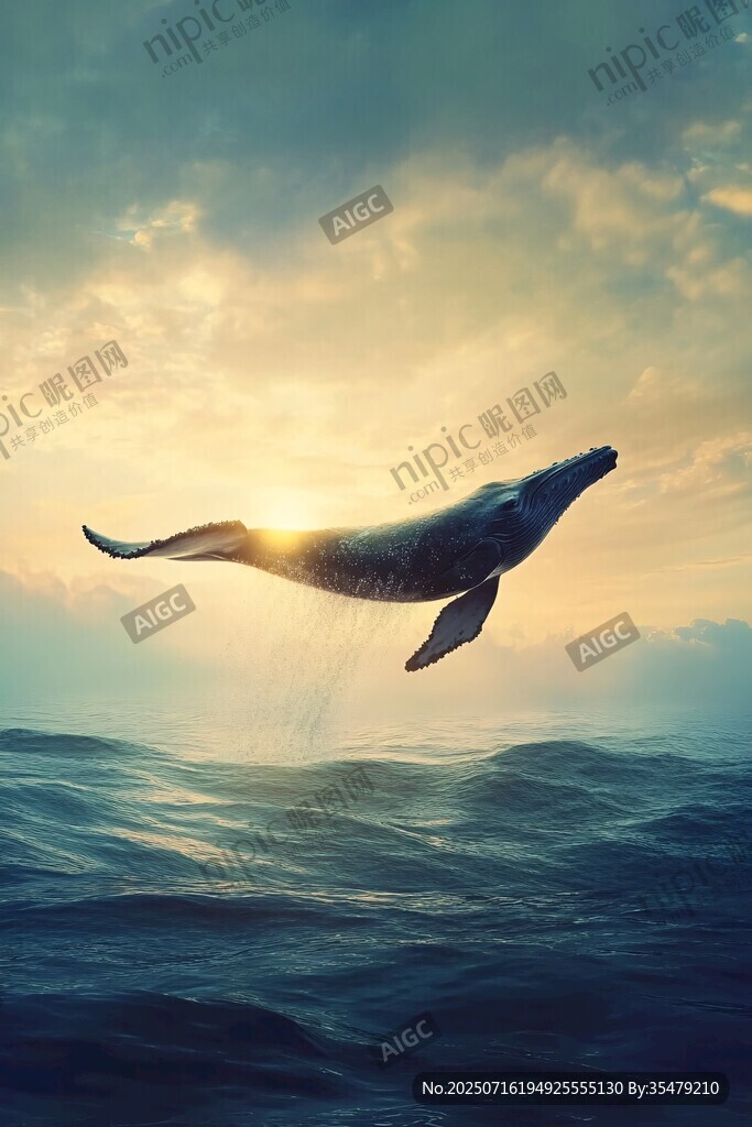 夢(mèng)幻鯨魚躍出海面