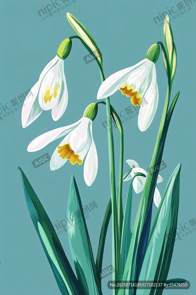 清新雪滴花插畫(huà)欣賞