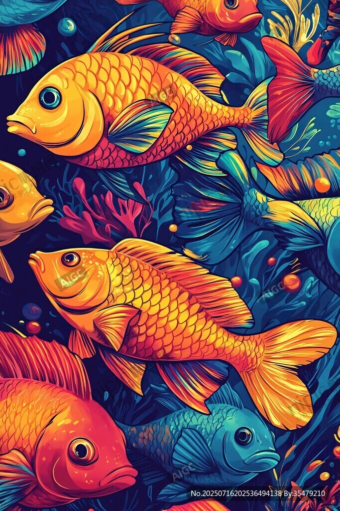 夢(mèng)幻多彩海底金魚群